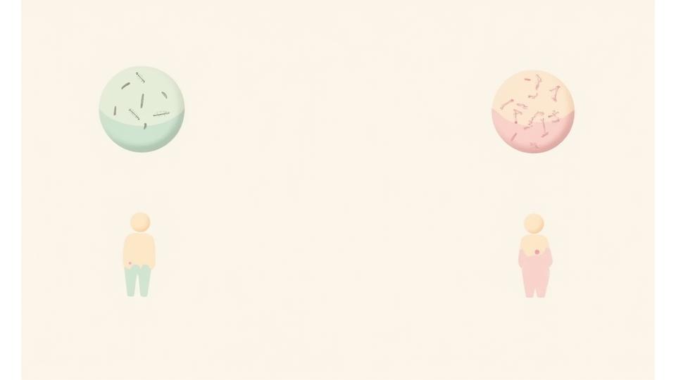 男性の肌構造と女性の肌構造を比較したインフォグラフィック。皮脂腺の大きさ、コラーゲン密度、水分量の違いをビジュアルで示す。